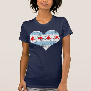 T-shirt de coeur de drapeau de Chicago