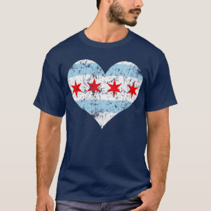 T-shirt de coeur de drapeau de Chicago