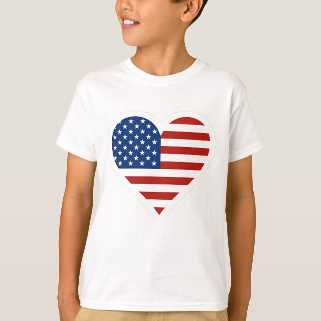 T-shirt de coeur de drapeau des USA (Devant)