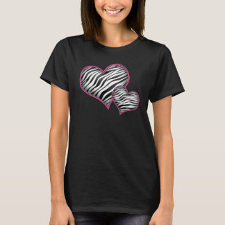 T-shirt de coeurs d'impression de zèbre