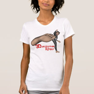 T-shirt de combattant dangereux des dames 3D petit