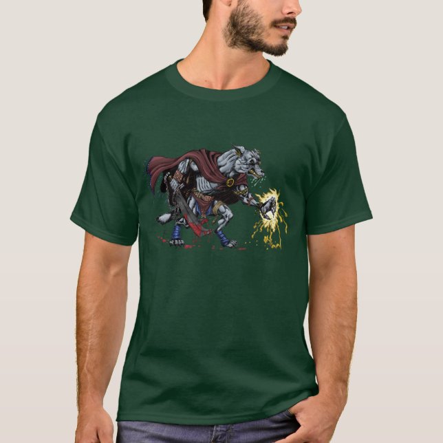 T-shirt de combattant de loup-garou d'imaginaire (Devant)