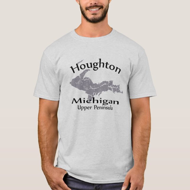 T-shirt de conception de carte Houghton Michigan (Devant)