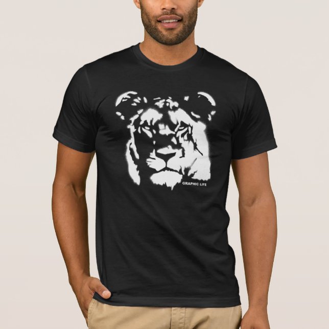 T-shirt de conception de peinture de jet de lionne (Devant)