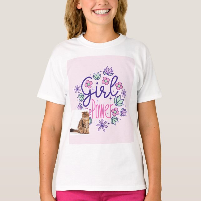 t-shirt de conception de pouvoir de chat et de fil (Devant)