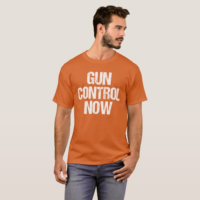 T-shirt De contrôle des armes orange maintenant (Devant entier)