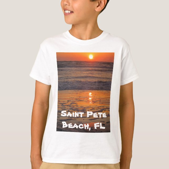 T-shirt de coucher du soleil de plage de St Peter (Devant)
