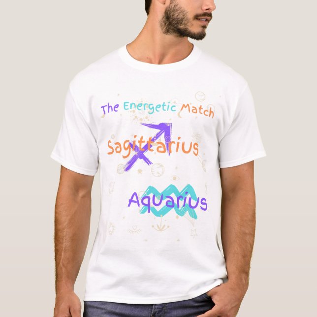 T-shirt de couple Sagittarius Aquarius Zodiac (Devant)