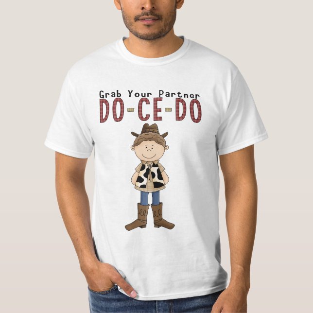 T-shirt de cowboy d'amusement de danse carrée (Devant)