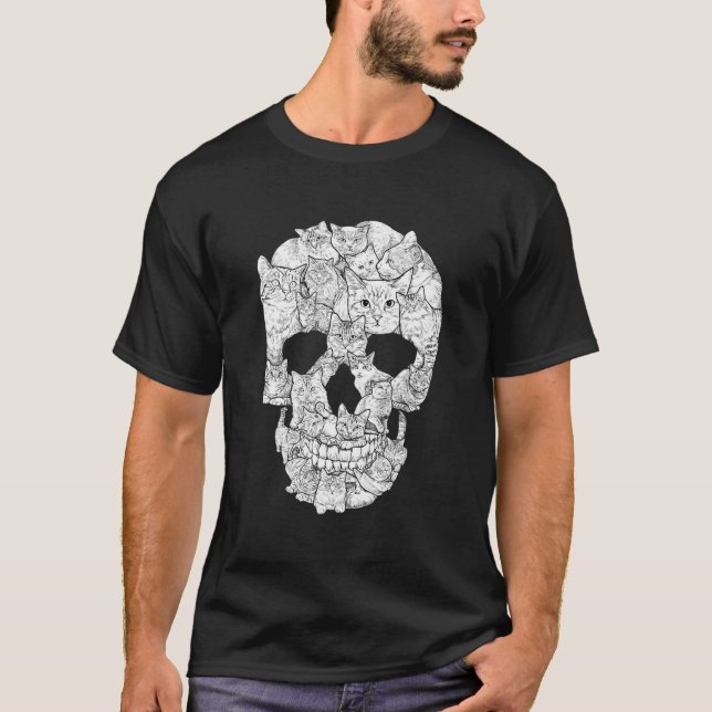 T-shirt de crâne de chat - Kitty Skeleton Hallowee (Devant)