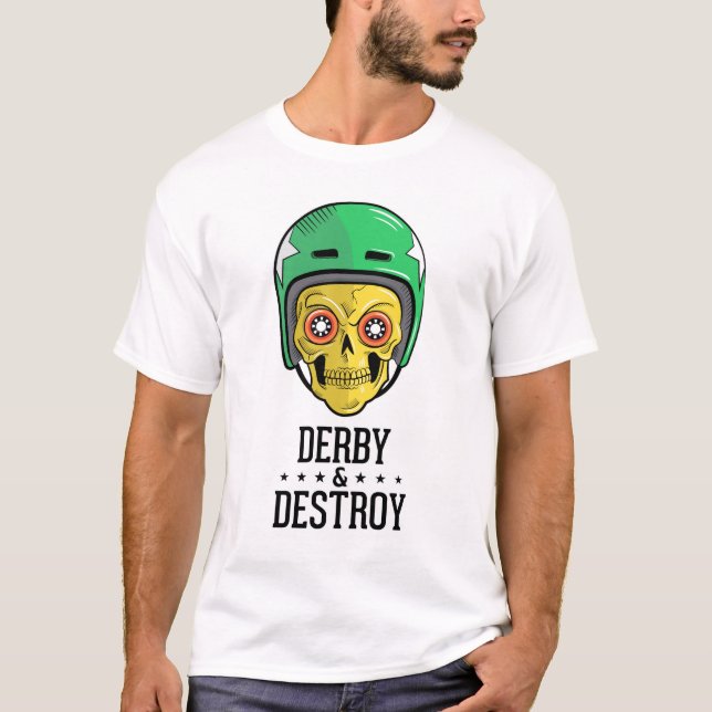 T-shirt de crâne de Derby de rouleau (Devant)