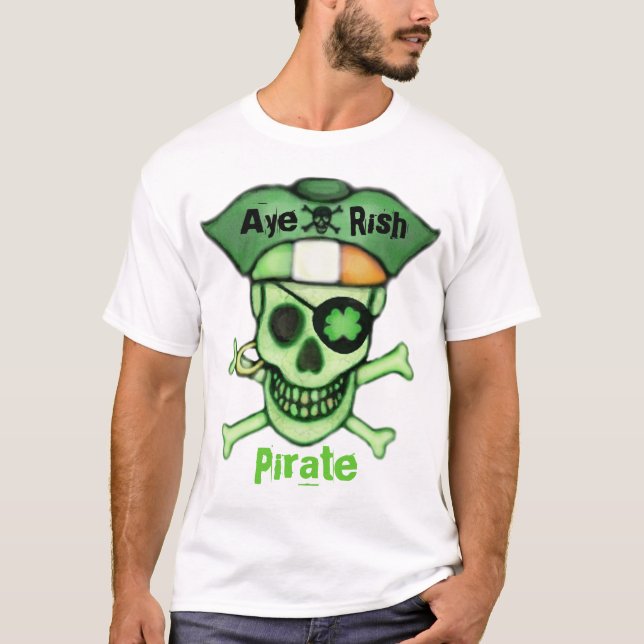 T-shirt de crâne de pirate du jour de St Patrick (Devant)