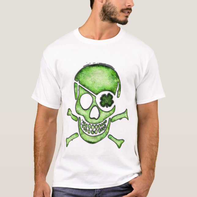 T-shirt de crâne de pirate du jour de St Patrick (Devant)