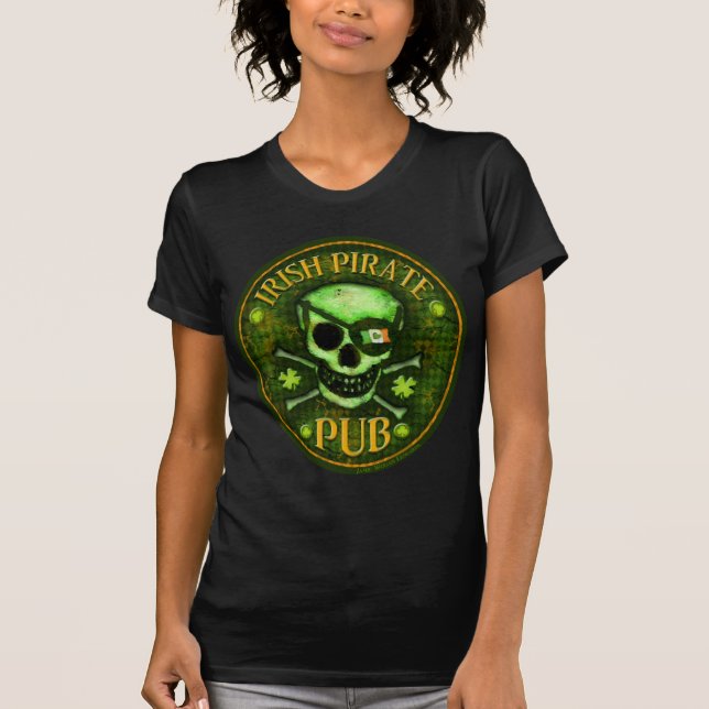 T-shirt de crâne de Pub de pirate du jour de St (Devant)