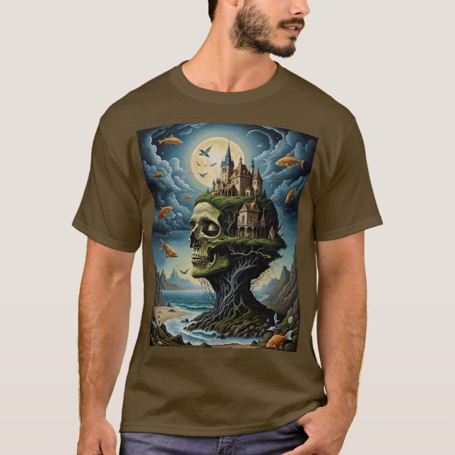 T-shirt de crâne surréaliste gothique (Devant)