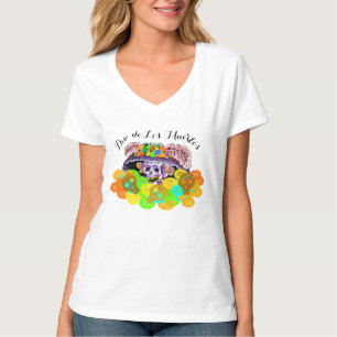 T-shirt de crânes de Dia De Los Muertos Marigold