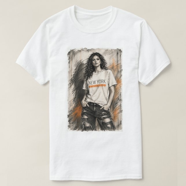 T-Shirt de croquis de mode (Design devant)