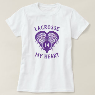 T-shirt de crosse violette Mon coeur