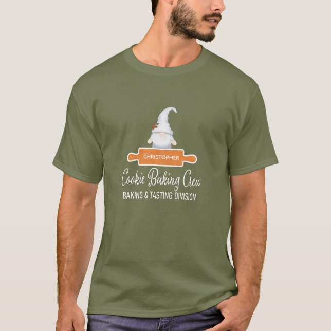 T-Shirt de cuisson avec monogramme de gnome de cui (Devant)
