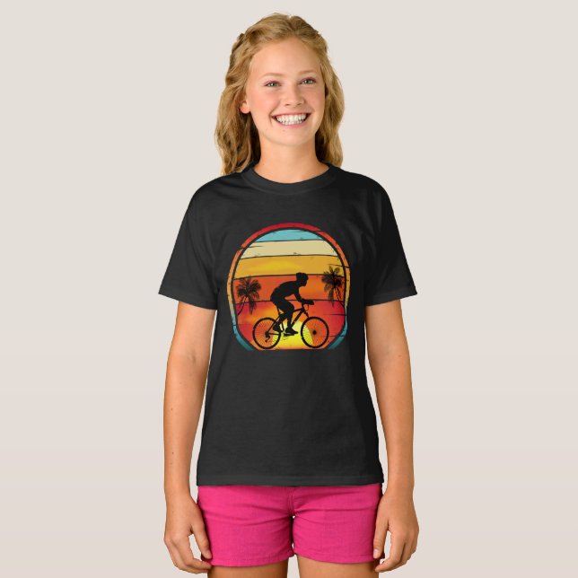 T-Shirt de cyclisme drôle de coucher de soleil vin (Devant entier)
