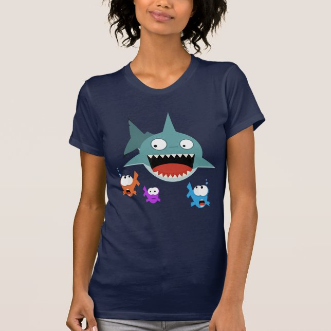 T-shirt de dames d'amusement de requin (Devant)