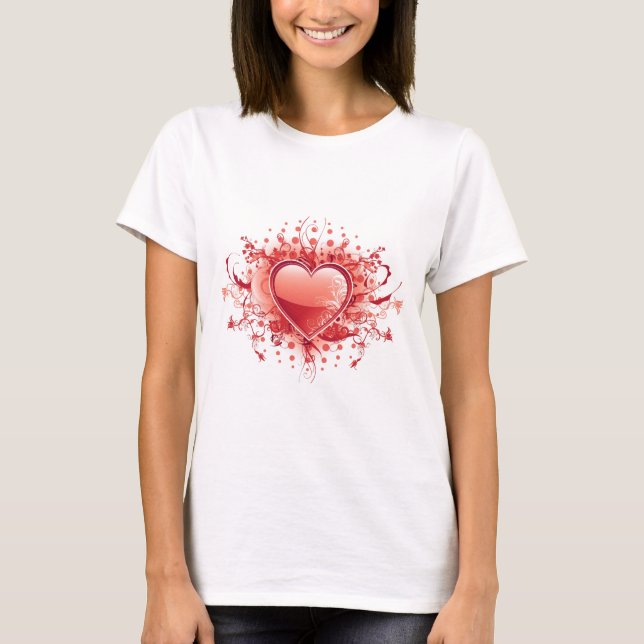 T-shirt de dames de conception de coeur d'Emo (Devant)