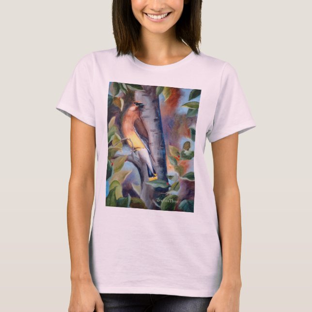 T-shirt de dames de jaseur de cèdre (Devant)