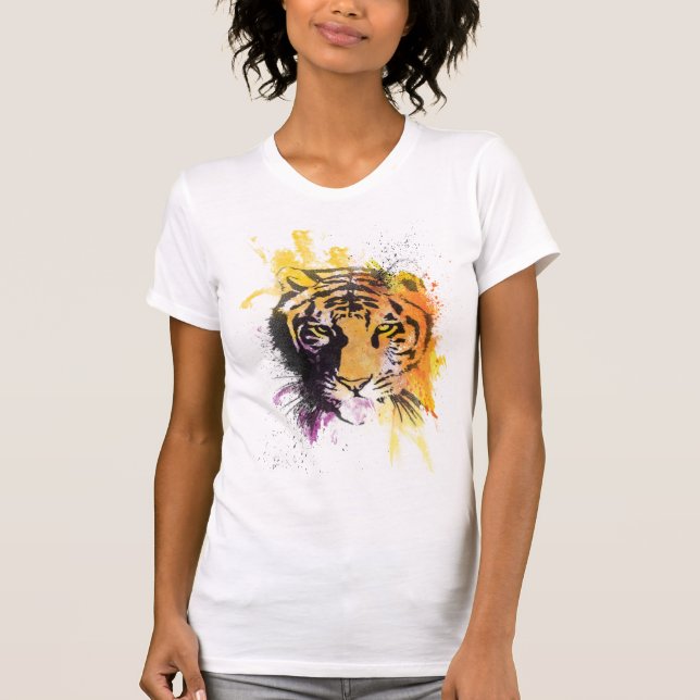 T-shirt de dames de tigre de graffiti (Devant)