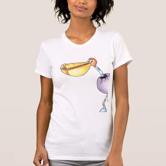 T-shirt de dames libres de pélican de coupure (Devant)
