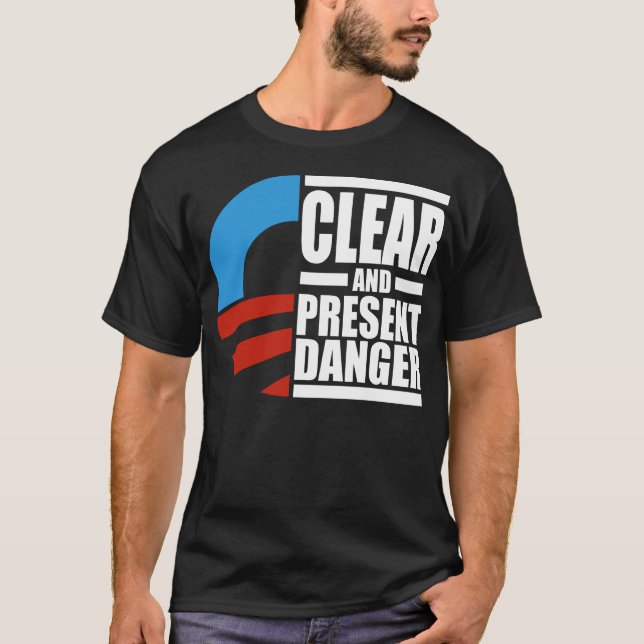 T-shirt De danger clair d'Obama chemise et actuel (Devant)