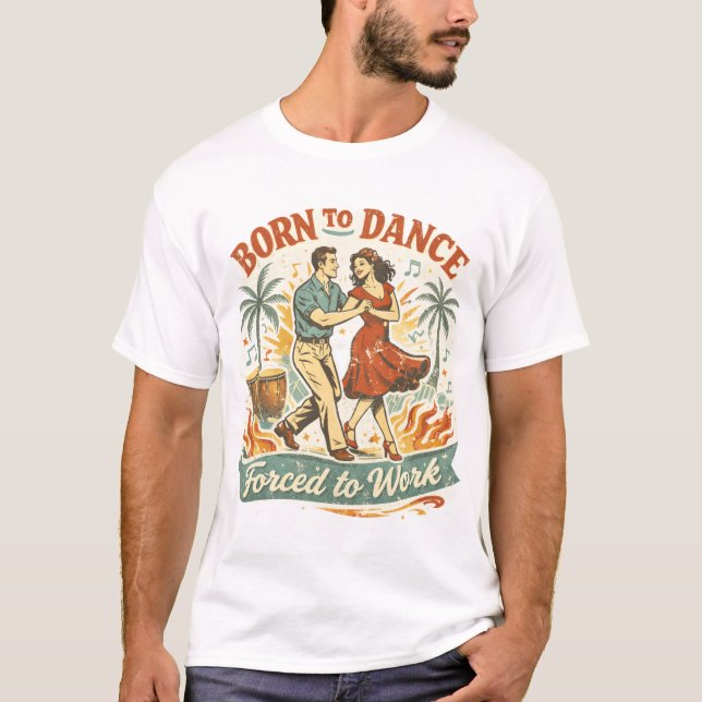T-shirt de danse latine couple salsa style rétro (Devant)