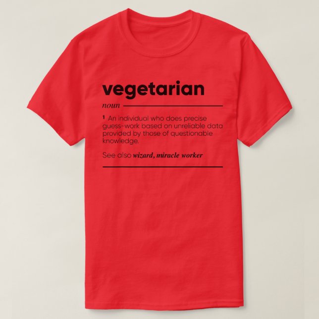 T-shirt de définition amusante végétarienne (Design devant)