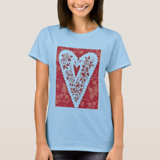 T-shirt de dentelle de coeur victorienne
