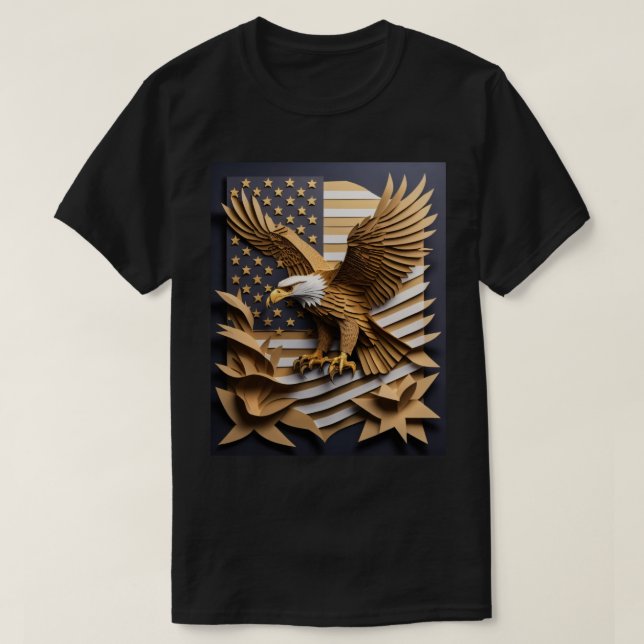 T-shirt de design d'art en papier 3D d'aigle (Design devant)