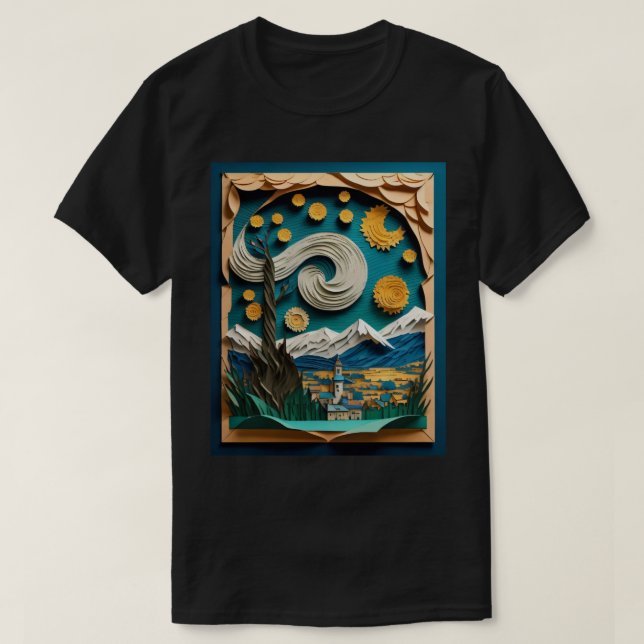 T-shirt de design en papier 3D Can Gogh  (Design devant)