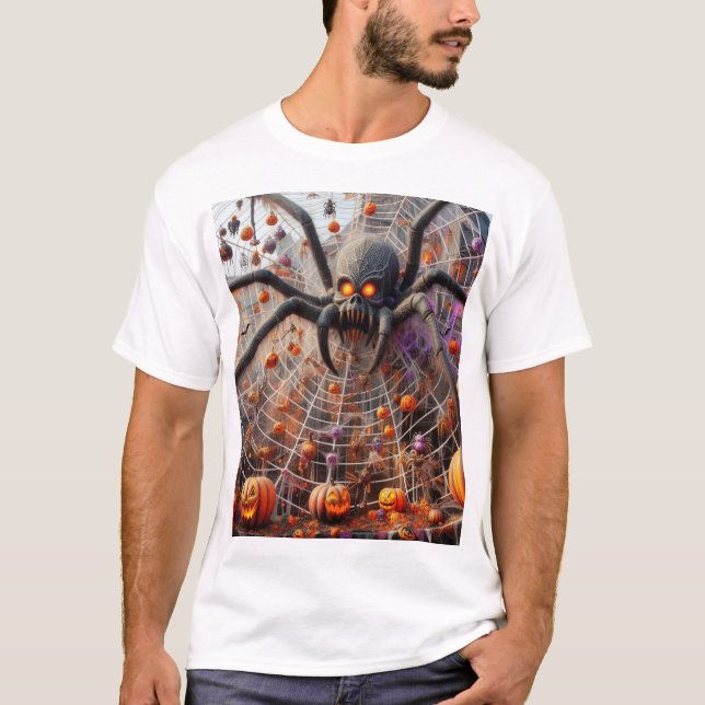 t-shirt de design web d'araignée pour Halloween (Devant)