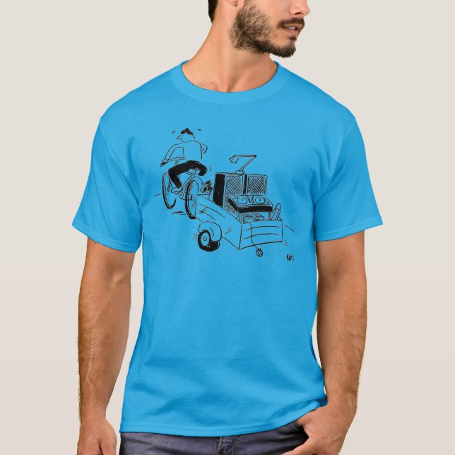 T-Shirt de dessin animé de lecteur de disque de DJ (Devant)