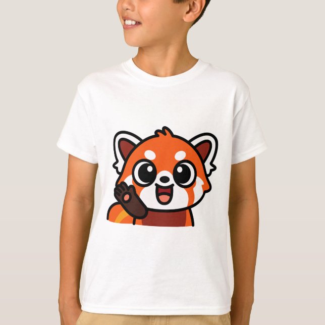 T-shirt de dessin animé de panda rouge Kawaii mign (Devant)