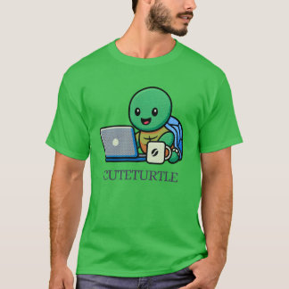 T-shirt de dessin animé d'ordinateur portable de t