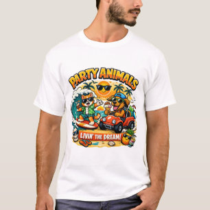T-shirt de dessin animé drôle d'animaux de fête