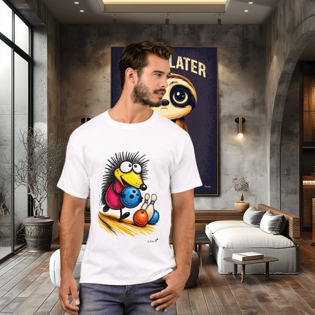 T-Shirt de dessin animé drôle de hérisson de bowli (Créateur téléchargé)