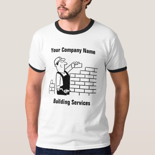 T-shirt de dessin animé drôle de services de bâtim (Devant)