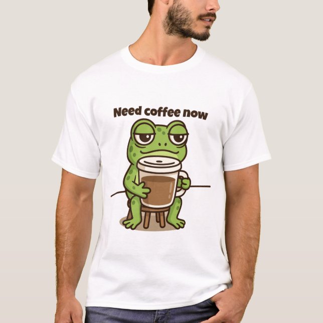 T-shirt de dessin animé mème de café grenouille dr (Devant)