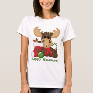 T-shirt de dessin animé Noël Moose Holiday