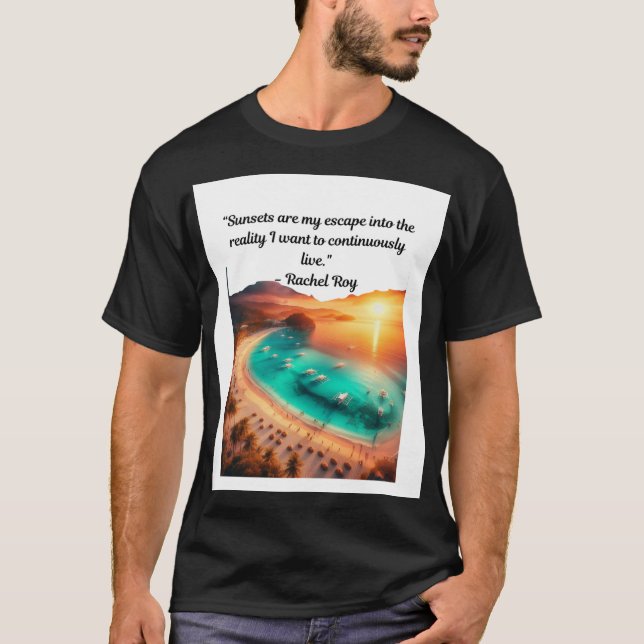 T-shirt de devis d'évasion du coucher de soleil (Devant)