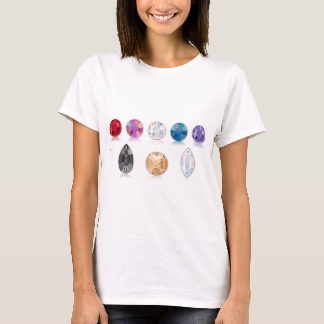 T-shirt de diamant de fausse pierre de Bling Bling (Devant)