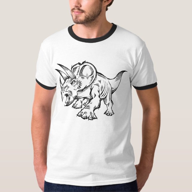 T-shirt de dinosaure de Triceratops de griffonnage (Devant)