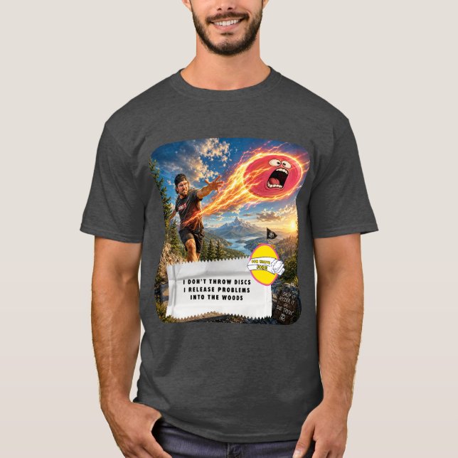 T-Shirt de Disc Golf Blagues sur les Emballages de (Devant)