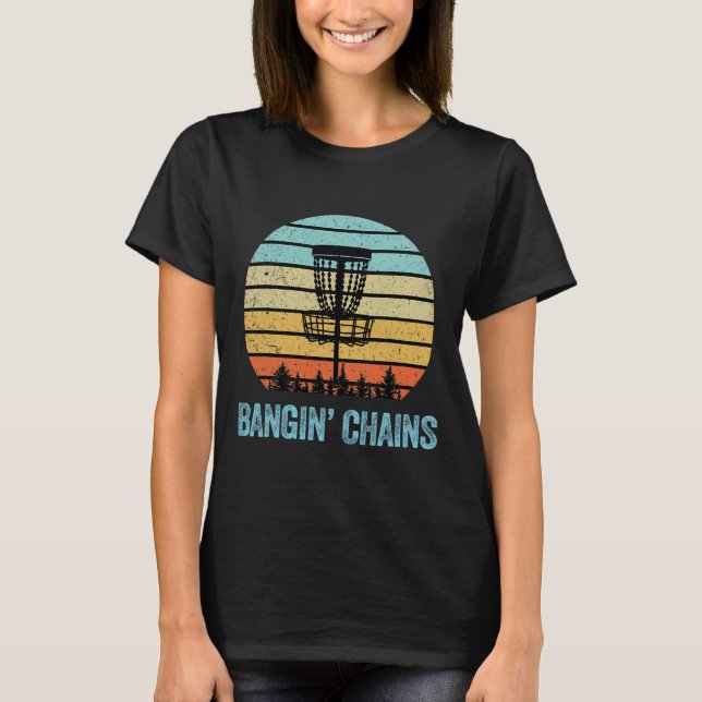 T-shirt de disc golf drôle de chaînes rétro de dis (Devant)