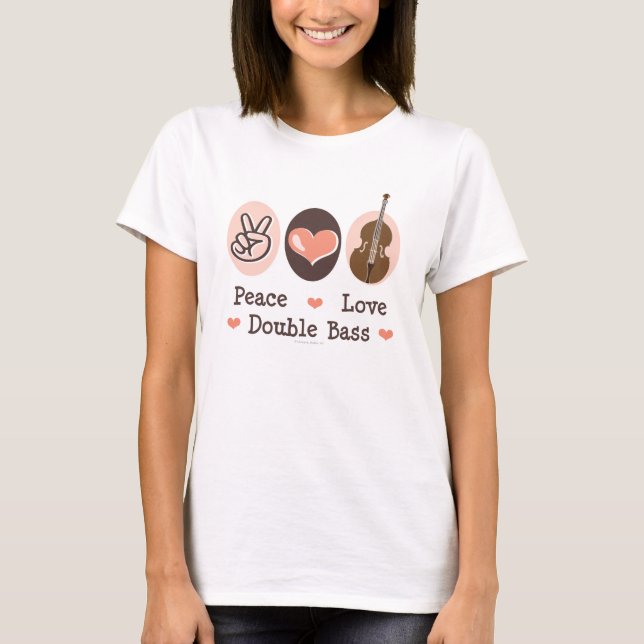 T-shirt de double basse d'amour de paix (Devant)